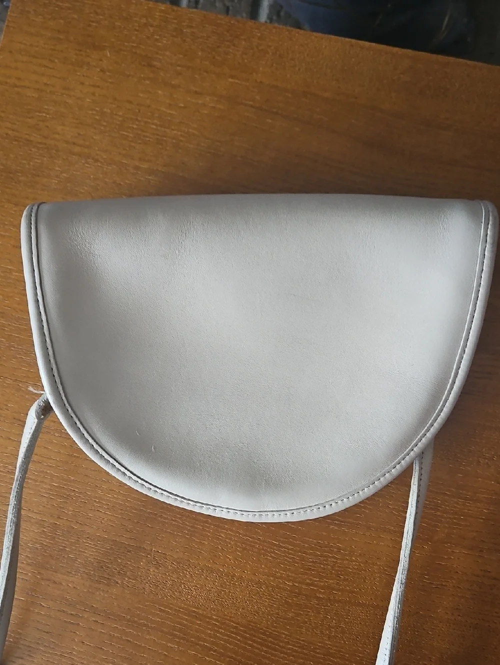 COACH Kimball Vintage Bone Leather Crossbody Bag - Minimal Half-Moon Design